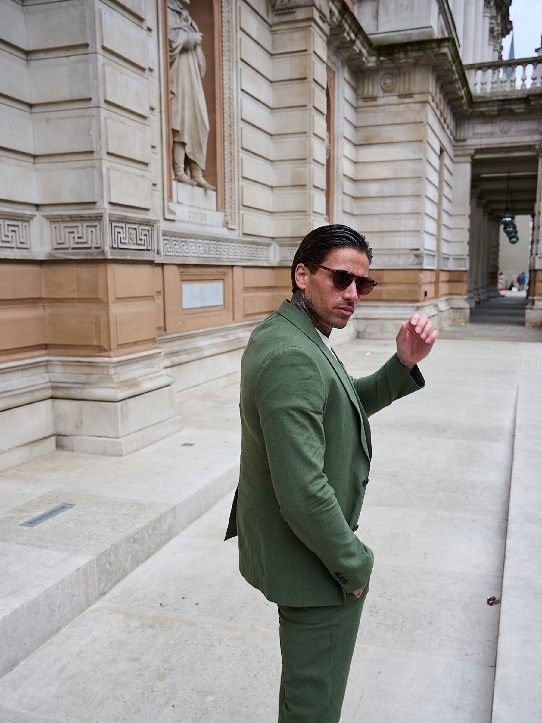 O project BLAZER – Weather Cloth S Buy Harry Brown Green Decorate Cotton Linen Blend Tailored