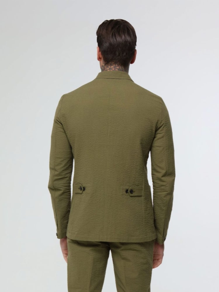 Harry Brown Green Deakin Cotton Linen Seersucker Regular Fit Blazer - Image 2 of 5