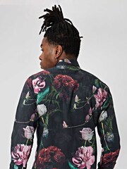 Twisted Tailor Black Slim Fit Facionne Floral 100% Cotton Shirt - Image 2 of 3