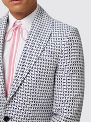Twisted Tailor White Slim Fit Siorek Jacquard Jacket - Image 4 of 6