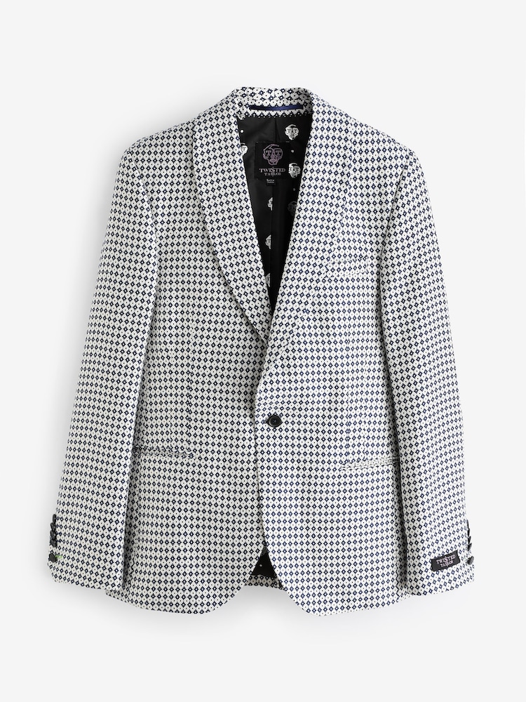 Twisted Tailor White Slim Fit Siorek Jacquard Jacket - Image 6 of 6
