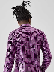 Twisted Tailor Slim Fit Sayagata Geometric 100% Cotton Shirt - Imagen 2 de 3