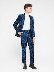 Twisted Tailor Blue Skinny Fit Heron Floral Cotton Jacket - Image 1 of 6