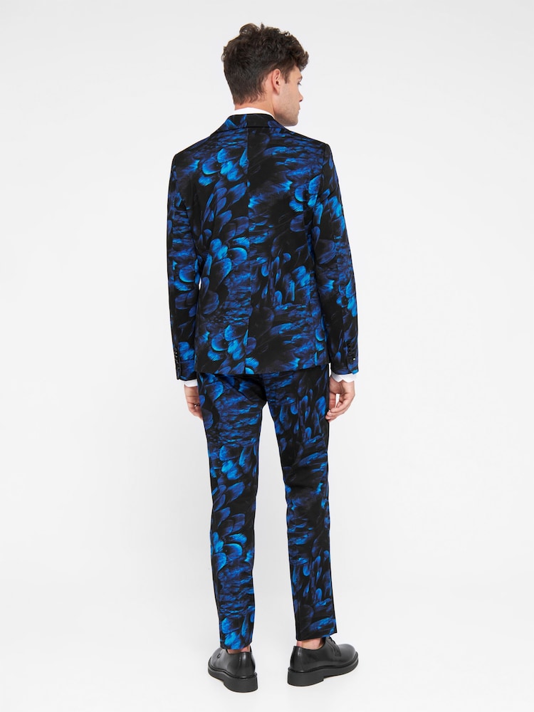 Twisted Tailor Blue Skinny Fit Heron Floral Cotton Jacket - Image 2 of 6