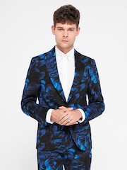 Twisted Tailor Blue Skinny Fit Heron Floral Cotton Jacket - Image 3 of 6