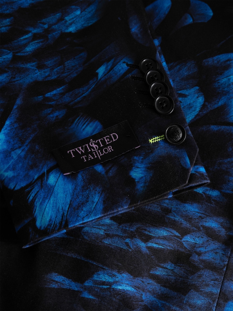 Twisted Tailor Blue Skinny Fit Heron Floral Cotton Jacket - Image 6 of 6