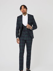 Twisted Tailor Skinny Fit Ginger Wool Tartan Jacket - Image 3 of 4