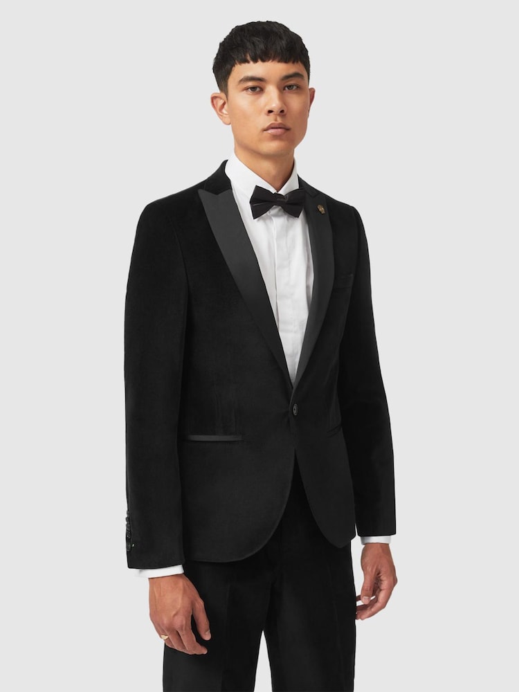 Twisted Tailor Skinny Fit 100% Cotton Sylvester Velvet Tuxedo jakna; suknjič - Slika 1 iz 5