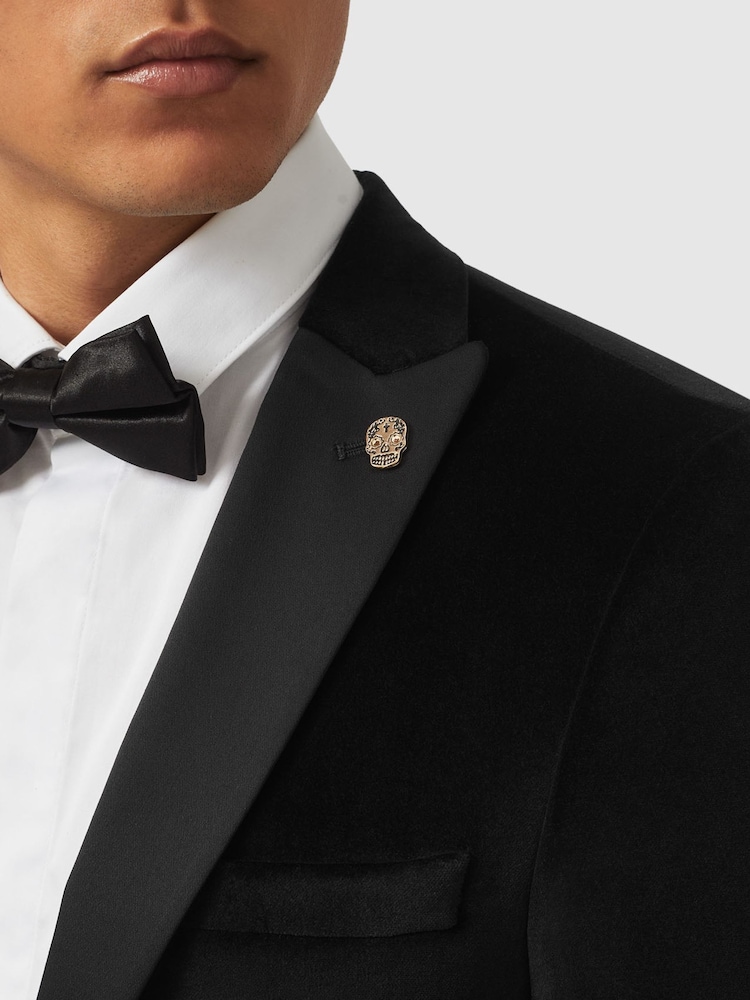 Twisted Tailor Skinny Fit 100% Cotton Sylvester Velvet Tuxedo Jacket - Image 4 of 5