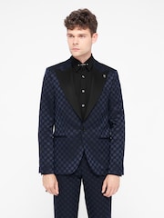Twisted Tailor Blue Slim Fit Papatya Jacquard Jacket - Image 2 of 6