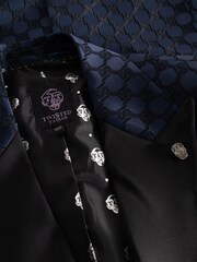 Twisted Tailor Blue Slim Fit Papatya Jacquard Jacket - Image 4 of 6