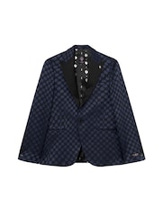 Twisted Tailor Blue Slim Fit Papatya Jacquard Jacket - Image 6 of 6