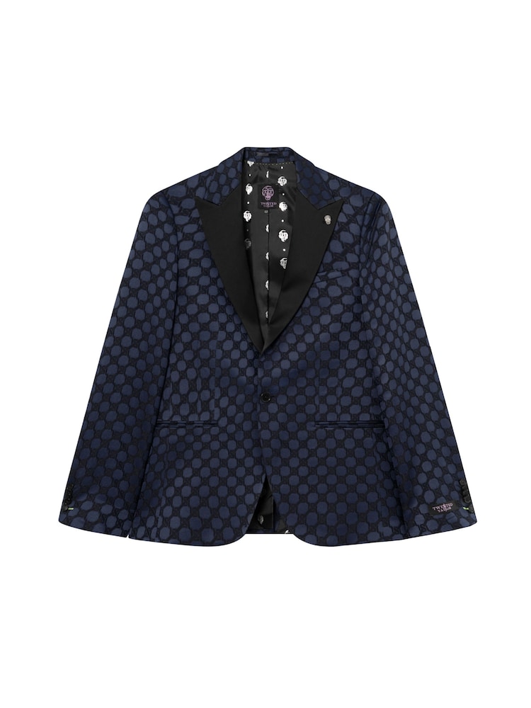 Twisted Tailor Blue Slim Fit Papatya Jacquard Jacket - Image 6 of 6