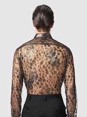 Twisted Tailor Black Slim Fit Bettles Printed Lace Shirt - Image 2 of 3