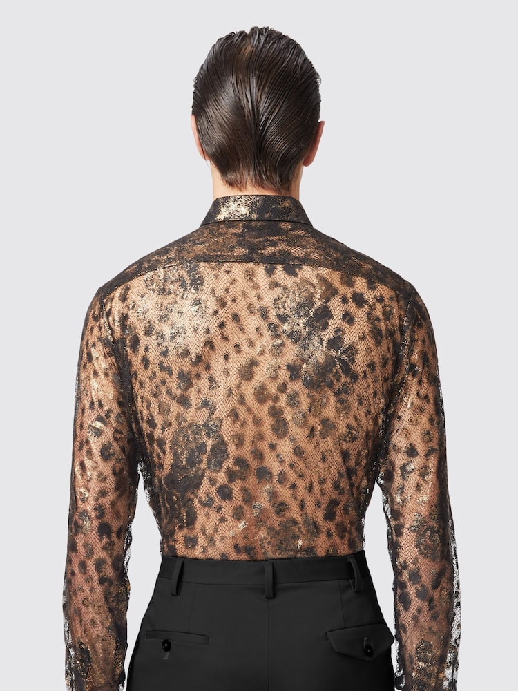 Twisted Tailor Black Slim Fit Bettles Printed Lace Shirt - Image 2 of 3