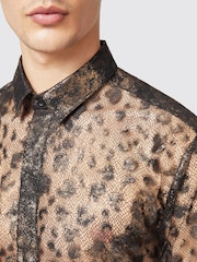 Twisted Tailor Black Slim Fit Bettles Printed Lace Shirt - Image 3 of 3