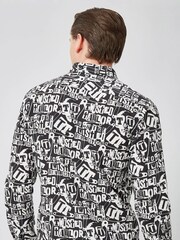 Twisted Tailor Black Slim Fit Ransom Graphic Punk 100% Cotton Shirt - Image 2 of 3