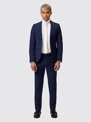 Twisted Tailor Blue Slim Fit Barlow Wool Check Jacket - Image 1 of 6