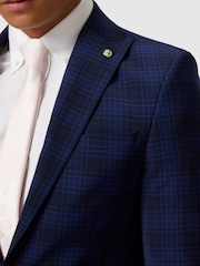 Twisted Tailor Blue Slim Fit Barlow Wool Check Jacket - Image 5 of 6