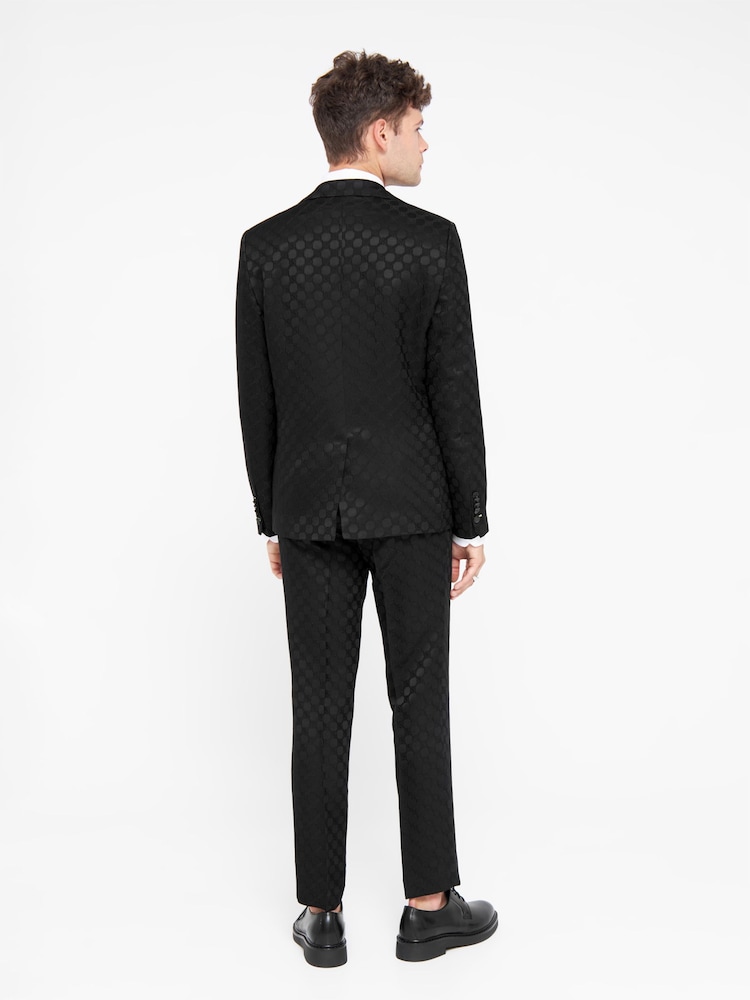 Twisted Tailor Black Slim Fit Papatya Jacquard Jacket - Image 2 of 6