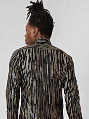 Twisted Tailor Black Slim Fit Sagrada Foiled Patterned 100% Cotton Shirt - Image 2 of 3