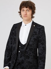 Twisted Tailor Black Skinny Fit Fleet Floral Tuxedo Jacket - Image 1 of 4