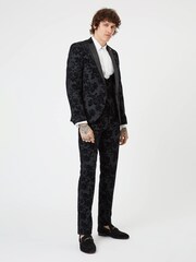 Twisted Tailor Black Skinny Fit Fleet Floral Tuxedo Jacket - Image 2 of 4