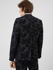 Twisted Tailor Black Skinny Fit Fleet Floral Tuxedo Jacket - Image 3 of 4
