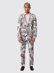 Twisted Tailor White Skinny Fit Dali Cotton Floral Jacket - Image 1 of 6