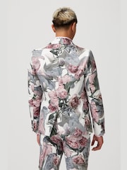 Twisted Tailor White Skinny Fit Dali Cotton Floral Jacket - Image 3 of 6