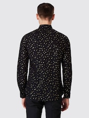 Twisted Tailor Black Skinny Fit Farrow Shirt With Black and Gold Spot Print - Image 2 of 3