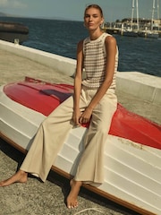 Forever New Cream Edweena Belted Wide Leg Trousers - Image 2 of 6