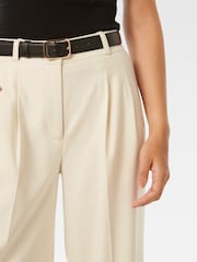 Forever New Cream Edweena Belted Wide Leg Trousers - Image 4 of 6