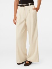 Forever New Cream Edweena Belted Wide Leg Trousers - Image 5 of 6