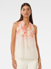 Forever New Cream Pina Print Placement Blouse with a Touch of Linen - Image 1 of 5