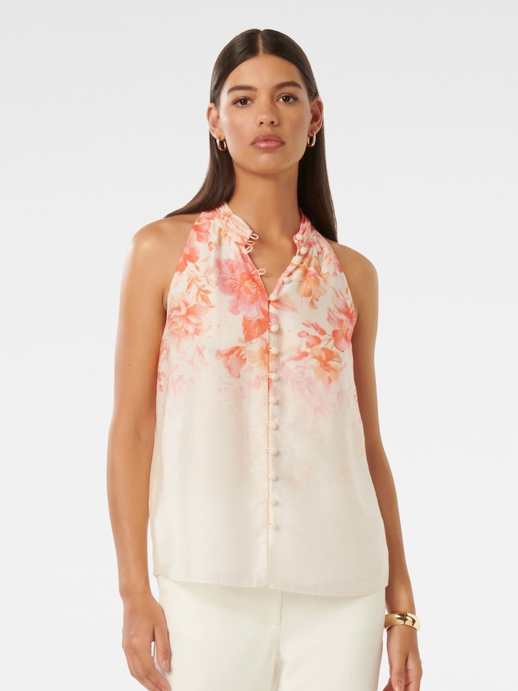 Forever New Cream Pina Print Placement Blouse with a Touch of Linen - Image 1 of 5