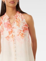 Forever New Cream Pina Print Placement Blouse with a Touch of Linen - Image 2 of 5
