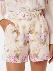 Forever New Cream Kiara Belted Shorts contains Linen - Image 2 of 5
