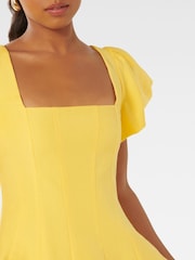 Forever New Yellow Petite Josie Petite Square Neck Mini Dress contains Linen - Image 2 of 5