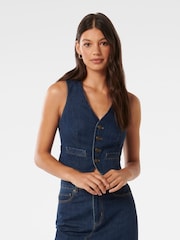 Forever New Blue Dallas Denim Waistcoat - Image 1 of 5