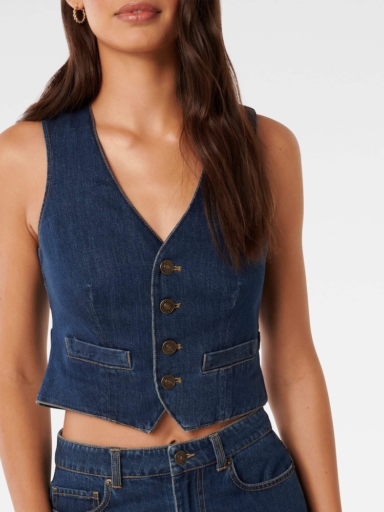 Forever New Blue Dallas Denim Waistcoat - Image 2 of 5