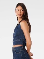 Forever New Blue Dallas Denim Waistcoat - Image 3 of 5