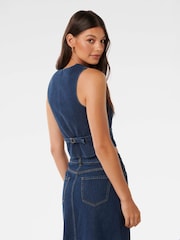Forever New Blue Dallas Denim Waistcoat - Image 4 of 5