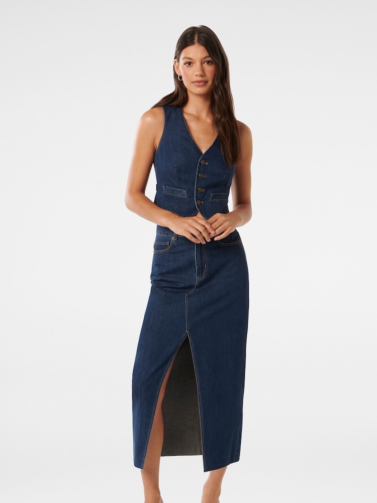 Forever New Blue Dallas Denim Waistcoat - Image 5 of 5