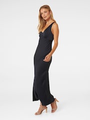 Forever New Blue Petite Cameron Petite V-Neck Satin Maxi Dress - Image 3 of 4