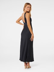 Forever New Blue Petite Cameron Petite V-Neck Satin Maxi Dress - Image 4 of 4