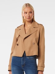 Forever New Brown Willow Cropped Trench Jacket - Image 1 of 5