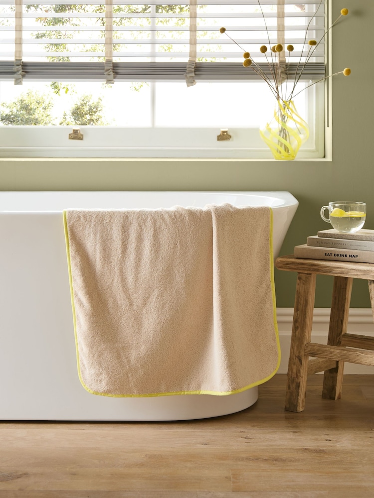 Yellow Colour Pop Trim 100% Cotton Towel - Image 2 of 7