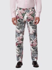 Twisted Tailor White Skinny Fit Dali Cotton Floral Trousers - Image 1 of 4