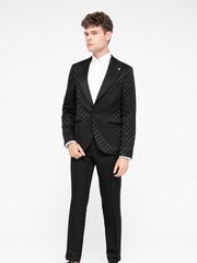 Twisted Tailor Black Slim Fit Papatya Jacquard Trousers - Image 1 of 1